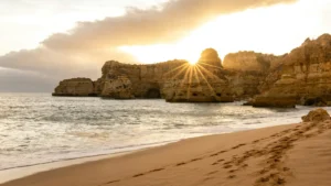 Algarve coastal cliffs at sunset