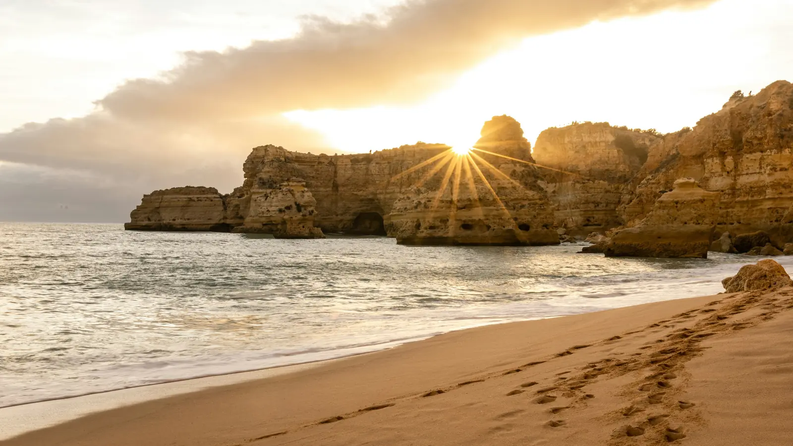 Algarve coastal cliffs at sunset