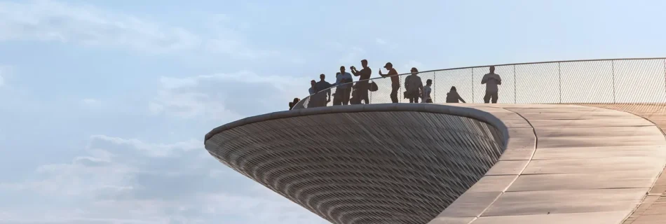 people on MAAT rooftop