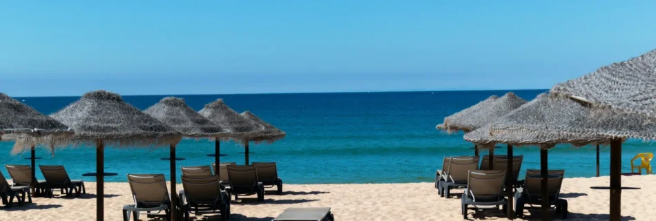 Portugal Beach Loungers And Umbrellas