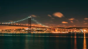 25 De Abril Bridge At Night