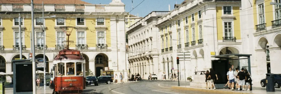 Red Tram In Lisbon Square