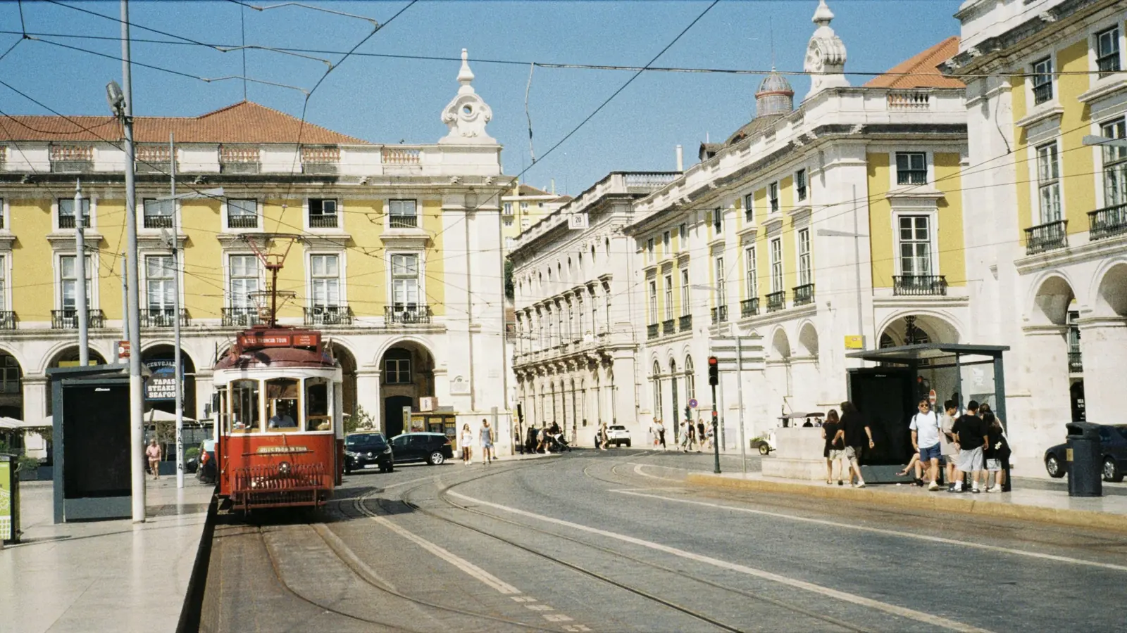 Red Tram In Lisbon Square