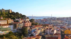 Aerial Lisbon Hillside Cityscape