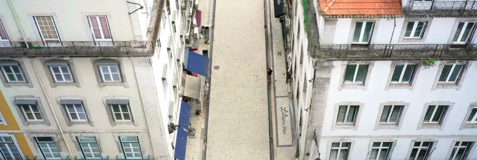 Aerial View Narrow Street Market