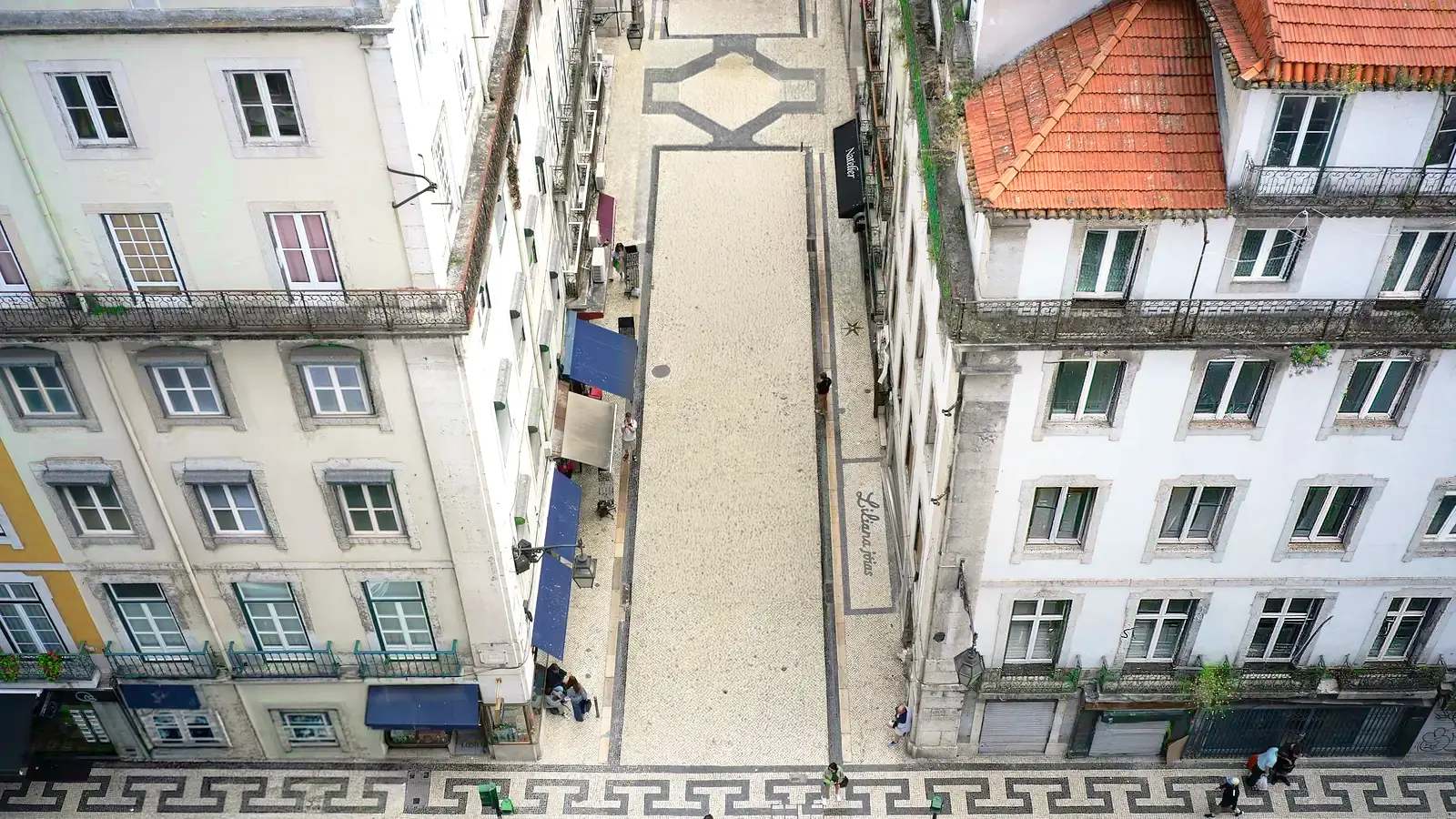 Aerial View Narrow Street Market